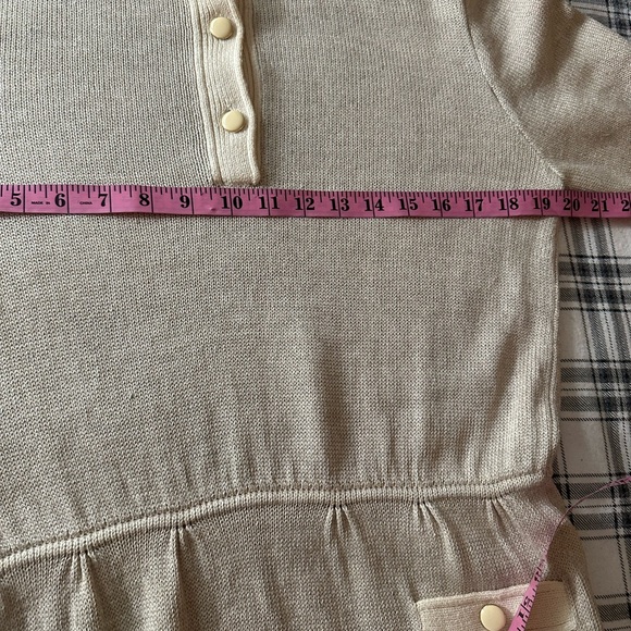 St.John For Saks Fifth Avenue Gray Cream Vintage70’s Quarter Button KnitDress 10 - Picture 12 of 15